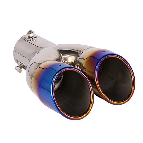 Queue d'échappement en acier inoxydable bleu double sorties 62mm - 6