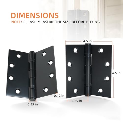 6-Pack 4.5 X 4.5 inch Black Heavy Duty Commercial Door Hinges Thickened — view 4
