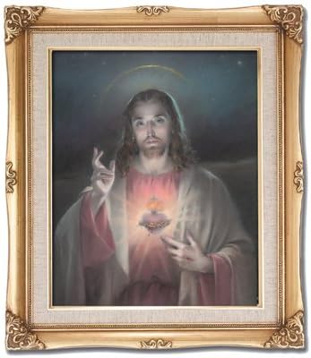 Sacred Heart Of Jesus Framed Art Under Glass Overall Size 16x20