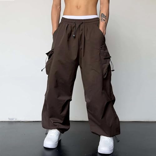 JiXiang Cargo Pants for Men Baggy Trendy Casual Drawstring Parachute Pant Loose Y2K Harem Joggers with Pockets for Streetwear3