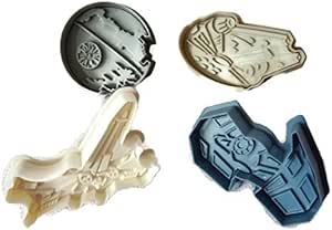 Star Wars Press-and-Stamp Cookie Cutters Set of 4: Death Star, Millennium Falcon, Vader's Tie Fighter, X-Wing Fighter