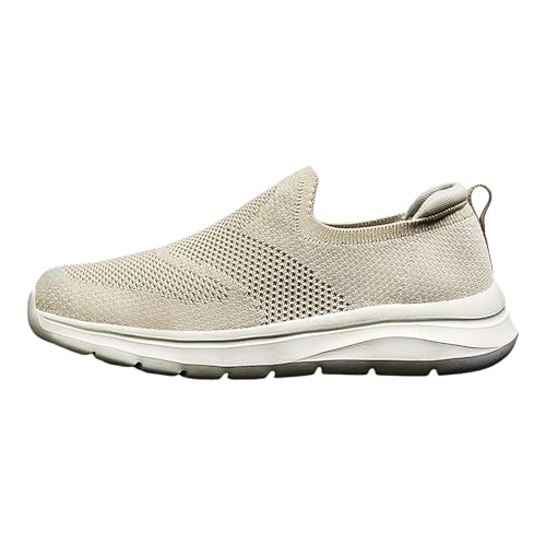 Zapatillas de verano para hombre, ligeras, informales, de malla, sin cordones, zapatillas de deporte, zapatillas de senderismo, tenis, fitness, correr, para la calle, para el día a día, beige, 41 EU