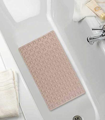 WENKO Rocha Shower Mat Taupe with Extra Many Suction Cups Natural Rubber, Natural Rubber, brown, 70 x 40 cm