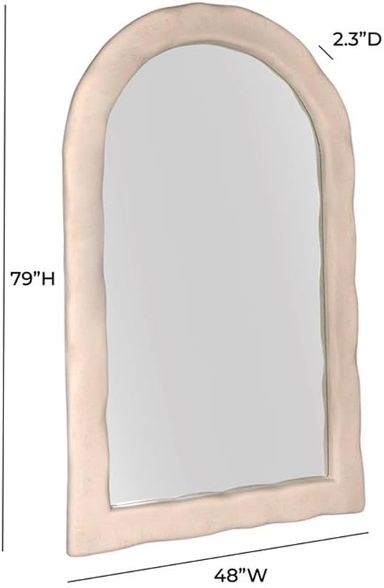Pemberly Row Handmade Modern Coastal Cream Textured Floor Mirror