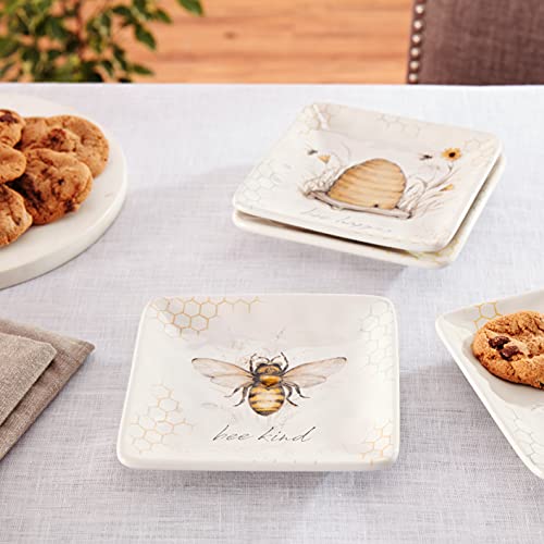 Certified International Bee Sweet 6" Canape/Luncheon Plates, Set Of 4 Assorted Designs #TOP4