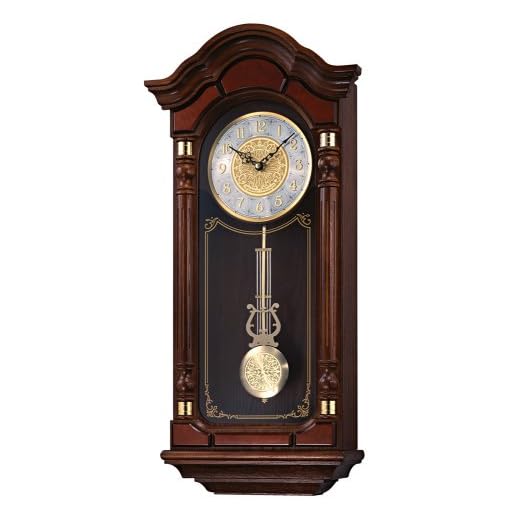 Seiko QXH004BLH Oak Wood Pendulum Wall Clock with Chimes, Dark Brown, 28 x 12.5 x 6 Inches