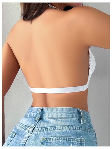 Image of MakeMeChic Lace Bralettes for Women Sexy Bras Sheer Deep V Front Closure Bra