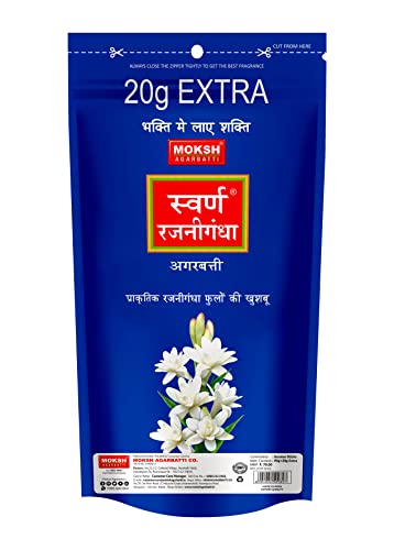 Image of Moksh Swarna Rajni Gandha Agarbatti- Premium Long-Lasting Incense Sticks with Rajnigandha Fragrance for Puja, Meditation & Home Fragrance