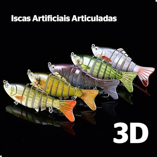 Kit 5 Isca Artificial Articulada Lambari Pesca Lorben