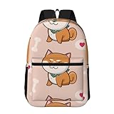 Hnnkloy Lindo Shiba Inu Kawaii,Mochila informal de 17 pulgadas con bolsillos, resistente al agua, para la escuela.