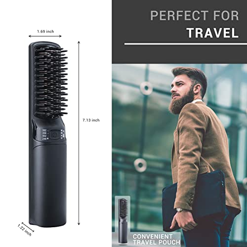 Ihhair Premium Beard Mini Straightener Brush, Professional Straightener Brush For Men, Rechargeable 5200 Mah Straightening Tool Heated Comb, For Short & Long Beards For Home And Travel #TOP4