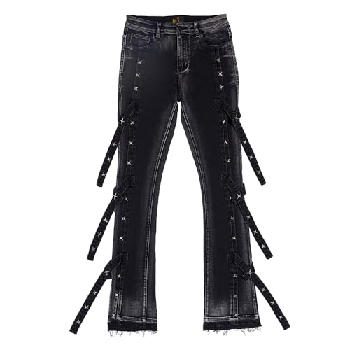 Casual Men's Loose Vintage Layered Jeans, Mid-Rise, Everyday Street Pants