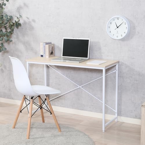 不二貿易 シンプルパソコンデスク 組立簡単 モニターアーム対応 幅100×奥行41×高さ71cm オーク アチーブ 60584