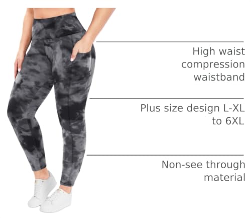 Image of Plus Size Leggings for Women - High Waisted Black Tummy Control Super Soft