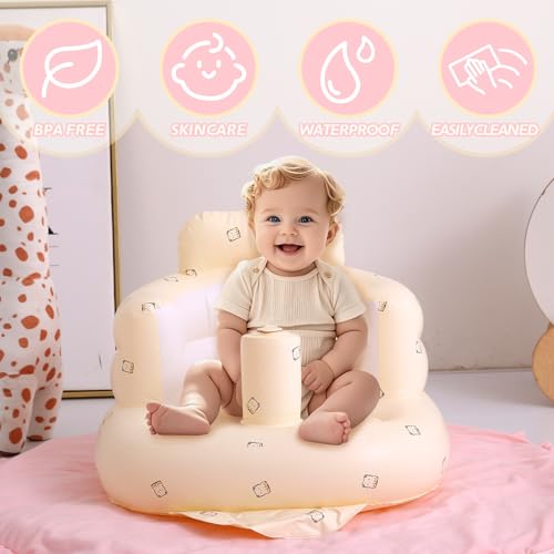 Image of C‌oolcandy Inflatable Baby Seat for 3-36 Months, Toddler Baby Chair Built-in Air Pump, Supportive Sit-Up Chair, Portable & Load-Capable, Ideal for Learning sit, Feeding & Entertaining