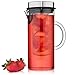 Fruit Infusion Water Pitcher by Healthy Home - Stainless Steel Lid With Durable Borosilicate Glass - 1300 ml (44 oz.) Carafe - BPA, BPS, and BPF Free - Infuse Any Fruit, Tea, or Herb For Great Flavor