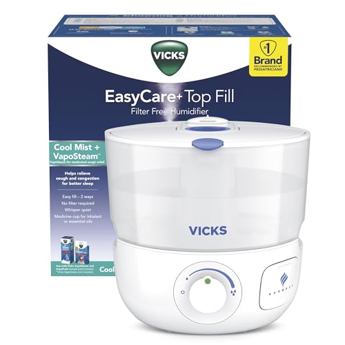 Vicks-EasyCare-Plus-Top-Fill-Filter-Free-Cool-Mist-Humidifier-Small-RoomFor-Vapors-2-Ways-Works-with-Vicks-VapoPads-and-VapoSteam-White Vicks EasyCare Plus Top Fill Filter Free Cool Mist Humidifier Small RoomFor Vapors 2 Ways Works with Vicks VapoPads and VapoSteam White