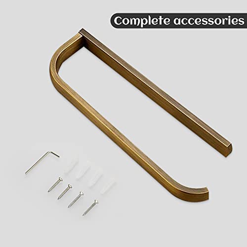Leyden Antique Brass Towel Ring, Bathroom Hand Towel Holder Retro Towel Bar Wall Mounted Brushed Brass Towel Rack 12.7 inch