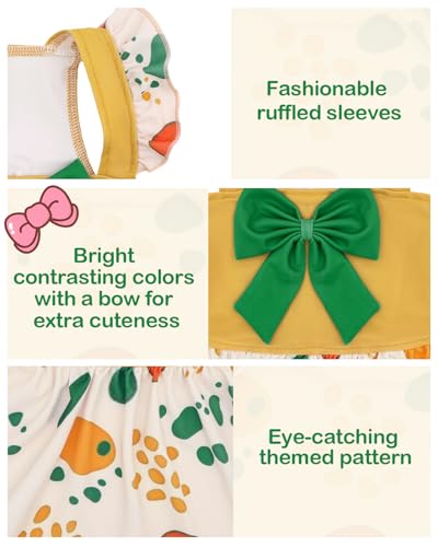 Image of CuteBone Dog Dress for Small Dogs Girl, Spotted Summer Dresses with Bow & Ruffle Sleeve, UPF50+ Sun Protection, Cute Pet Clothes for Puppy for Birthday Wedding Party Beach ZSFX05L
