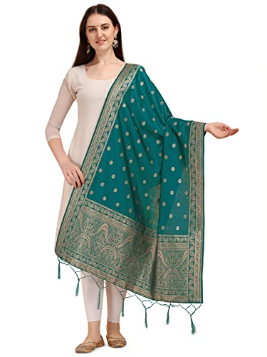 Image of DEVANGI Women's Woven Banarasi Silk Dupatta /Chunni For Women, Floral Print 1 Meter Wide and 2.3 Meter Length Printed Designer Dupatta /Chunni For Girls
