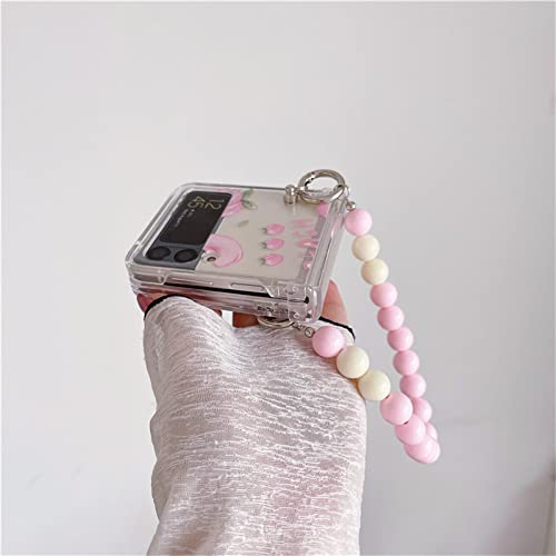 Caseverse Cute Flower Case For Samsung Galaxy Z Flip 4 5G With Strap, Transparent Hard Pc Fruit Peach Phone Case For Girls For Galaxy Z Flip 4 #TOP6