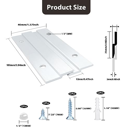 Image of French Cleat Picture Hanger, Aluminum Z Hanger Interlocking Wall Mounting Bracket Hardware Kit Z Clips for Hanging Wall Painting, Mirrors, Panels, Artwork, Cabinet, Whiteboard (4inch-6Pairs)