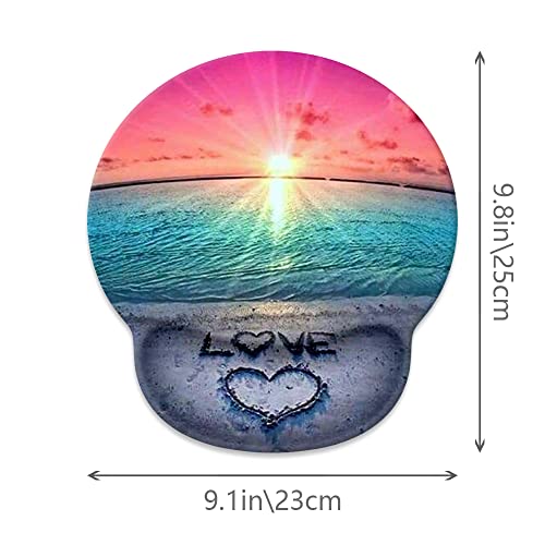 Goodsprout Beach Sunset Love Mouse Pad With Wrist Rest Suppor ,Comfort Wrist Rest Pad With Non-Slip Rubber Base & Memory Foam Support， For Easy Typing Pain Relief 250Mmx230Mmx5Mm #TOP1