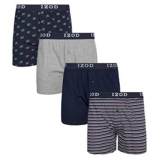IZOD Men's 4pk Knit Boxer, Size X-Large, Blue/Multi