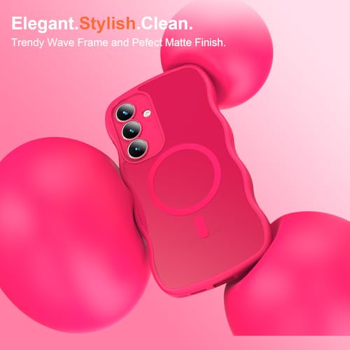 Mangix for Samsung Galaxy S25 FE Case,Full Camera Protection Wave Soft-Touch Skin Frame Translucent with Screen Protector, Military-Grade Matte Funda para S25FE S 25 FE (Hot Pink) by Mangix - Used condition - US$6.94
