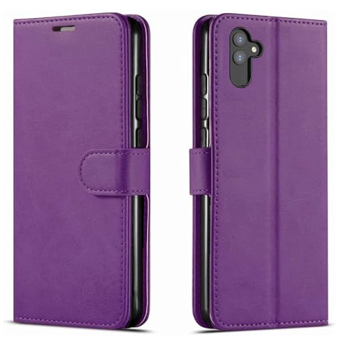 NWNK13 For Samsung Galaxy A06 Case Leather Wallet Book Flip Stand View Phone Cover with Card Holder Slots Compatible with Samsung A06 (Purple)