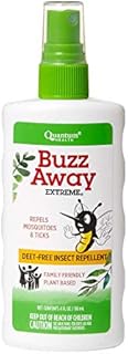 Quantum Health Buzz Away Extreme Insect Repellent|DEET Free Spray|Repels Mosquitos and Ticks|Formulated with Powerful Combo of Essential Oils|Safe for Kids|4 Ounce