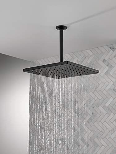 Delta Matte Black Square Rain Shower Head, 12 Inch Metal Large Shower Head Rainfall, Overhead Rain Showerhead, 1.75 GPM Flow Rate, Matte Black 52159-BL - image 2