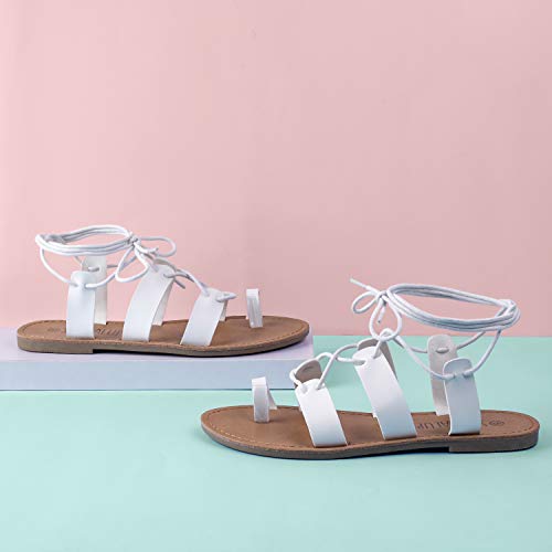 SANDALUP Tie Up Flat Gladiator Roman Sandals for Women - Image 3