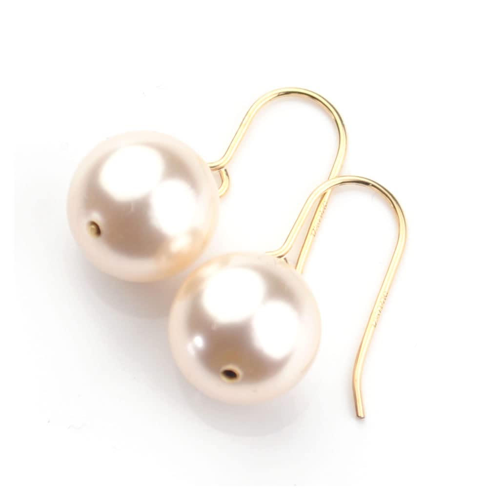 Amazon | 大きめ クリスタル パール K14GF フック ピアス 金属