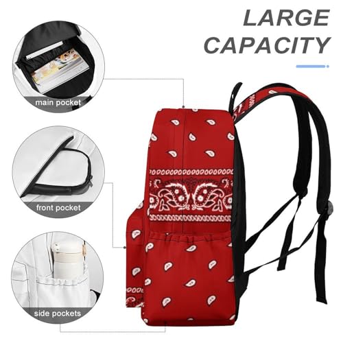 Bandana Red Classic And Stylish Large Capacity Portable Half Print Backpack4