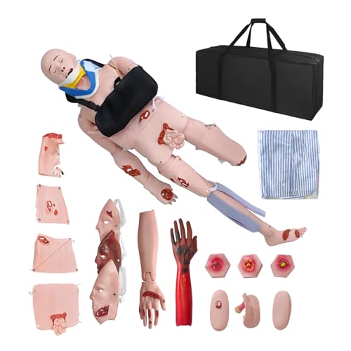 Image of Trauma Patient Care Training Manikin - Closed Limb Fracture Model, Adjustable Cervical Collar, Spinal Injury Nursing - Multifunctional Human Simulator for Student /EMT Education