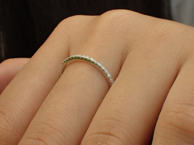 Bague alliance demi-éternité argent anti-ternissement éclat durable sans diamant - 3