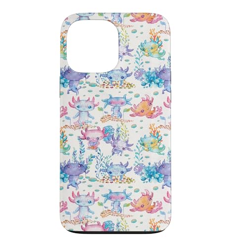 Cute Kawaii Kids Womens Girls Watercolor Axolotl Lover �X�}�z�P�[�X iPhone 13 Pro Max �p