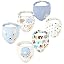 5 Bavaglini Bandana Per Neonato In Cotone Morbido - Assorbenti E Regolabili Con Bottoni - Set Colorato Per 0-24 Mesi (Bianco, Giallo, Rosso, Blu-Verde, Rosa)
