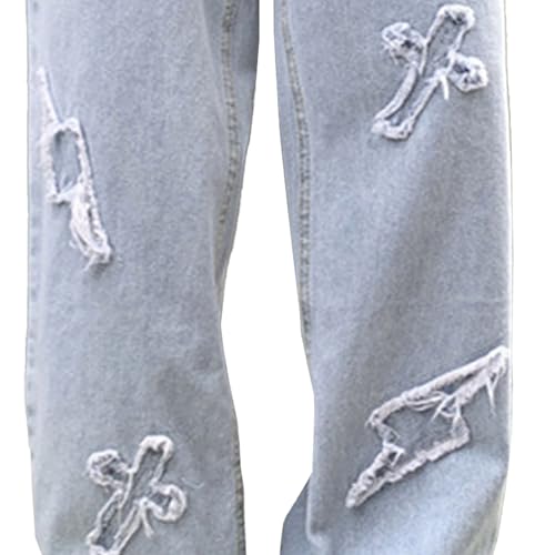 Mens Printed Graphic Jeans Straight Fit Washed Denim Pants Hip Hop Loose Fit Streetwear Jean2