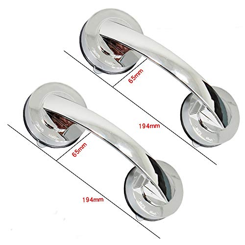 Preisvergleich Produktbild Glastür und Fenstergriff Titanlegierung Schiebetür Bad punch-free Sauggriff 2 Stück, Super Saugnapf Silber