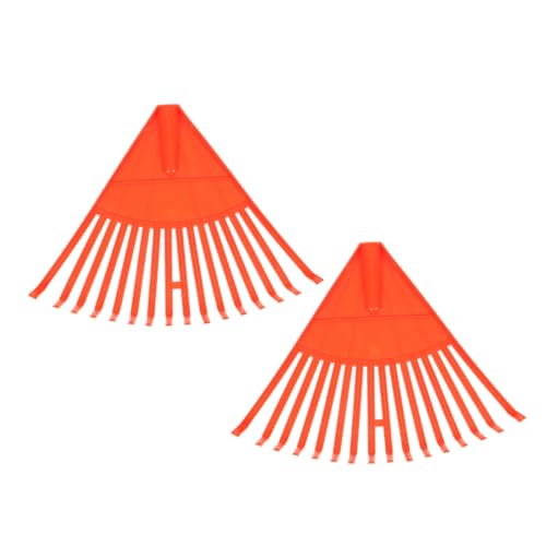 BESPORTBLE 2pezzi Rastrello in Plastica Denti Per Giardino e Prato Arancione Rastrello Per Foglie Aghi Di Pino Facile Da Usare Per Pulizia Rapida Di Erba e Detriti