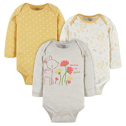 Image of Gerber Baby-Girls 3-Pack Long-Sleeve Onesies Bodysuit