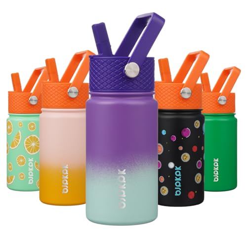 Image of BJPKPK Insulated Water Bottle, 15oz Stainless Steel with Straw Lid