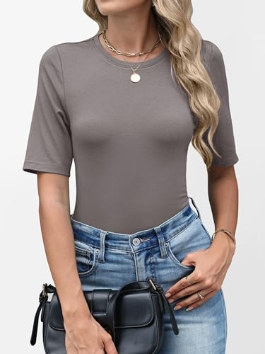 Image of ANRABESS Womens Half Sleeve Tops Crewneck Shirts Basic Fit Work Tee