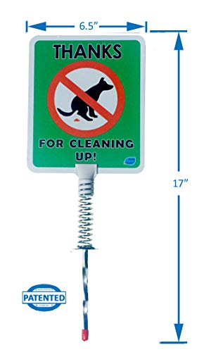 Taller Dynamic - No Dog Poop Yard Sign | Spring Mount And Metal Stake Dog Poop Yard Signs, Stop Pets Pooping Or Peeing The Lawn Taller W/ Grip (Thanks For Cleaning Up) #TOP2