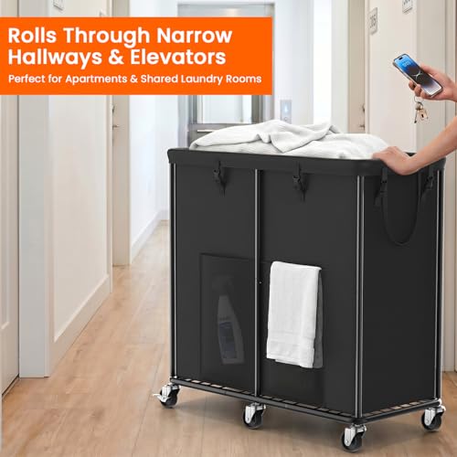 Image of 80 GAL Laundry Hamper with Lid & Wheels, Rolling Laundry Basket with Bag