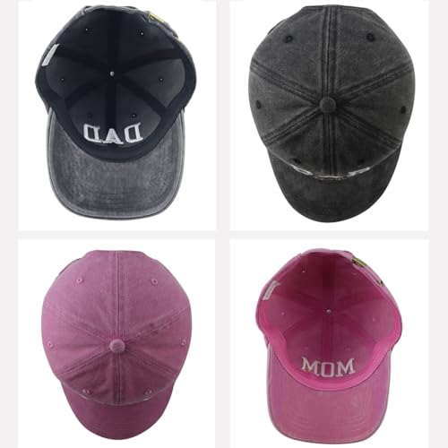 Image of 2PCS Mom and Dad EST 2025 Hat for Women Men, Funny Adjustable Cotton Embroidered New Parents Gifts Baseball Cap