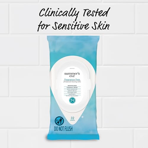 Image of Summer's Eve Gentle Feminine Wipes, Fragrance Free, 32 Count, 4 Pk