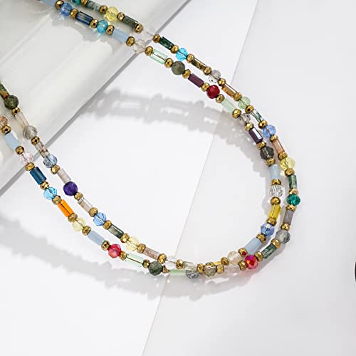 Plumiss Women Handmade Chakra Crystal Hematite Bead Strand 2 Layers Necklace #TOP2